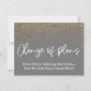 Confetti Grey Change of Plan Postponed Wedding Briefkaart
