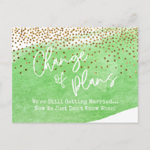 Confetti & Groen Verandering van Plannen Uitgestel Briefkaart