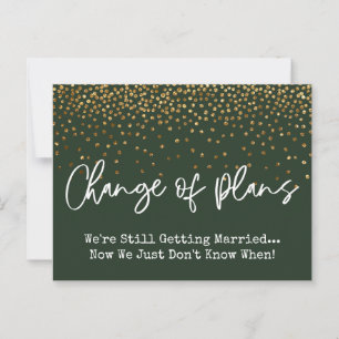 Confetti groene verandering van plannen uitgesteld briefkaart