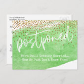 Confetti & Groene Waterverf Uitgestelde bruiloft Briefkaart (Voorkant / Achterkant)