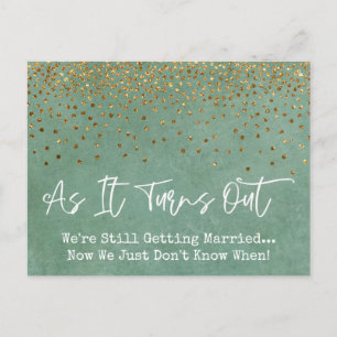 Confetti & Grunge Groen Sassy Uitgestelde bruiloft Briefkaart