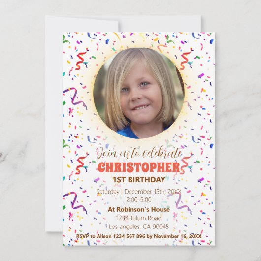 Confetti & Gummies Birthday Uitnodiging (Voorkant)