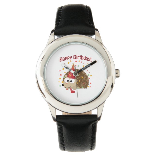 Confetti Happy Birthday Hedegel Horloge (Voorkant)