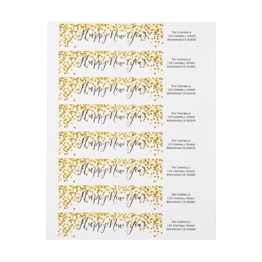 Confetti Happy New Year Wraparound-adreslabel (Vel)