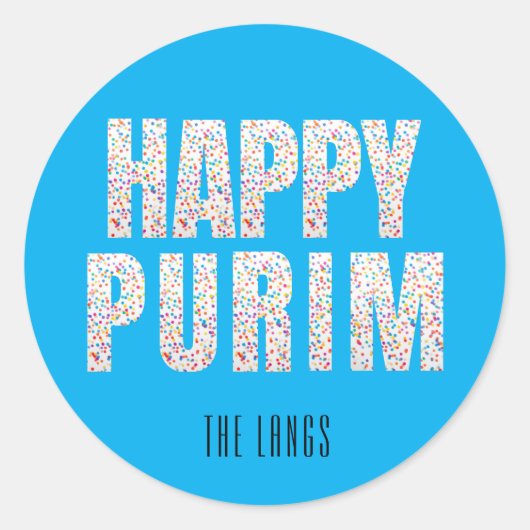 Confetti happy purim label (Voorkant)