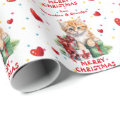 Confetti hart geel kitten kleinkinderen kerst cadeaupapier (Rol Hoek)