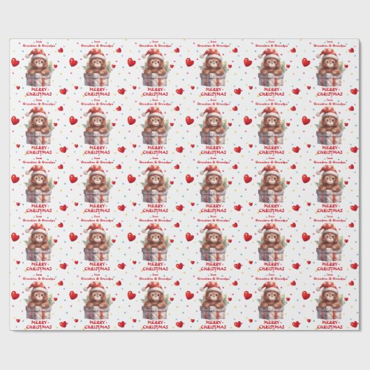 Confetti hart orang-oetan aap kleinkinderen vakant cadeaupapier (Vlak)