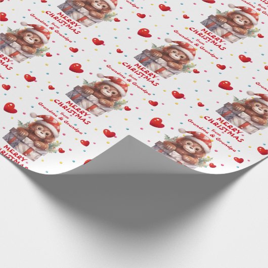 Confetti hart orang-oetan aap kleinkinderen vakant cadeaupapier (Hoek)