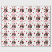 Confetti Hart Panda Beer Kleinkinderen Kerst Cadeaupapier (Vlak)