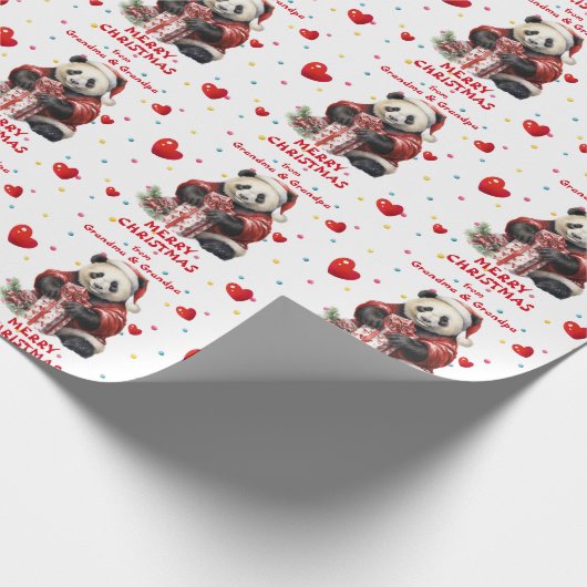 Confetti Hart Panda Beer Kleinkinderen Kerst Cadeaupapier (Hoek)