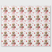 Confetti hart puppy hond kleinkinderen kerst cadeaupapier (Vlak)