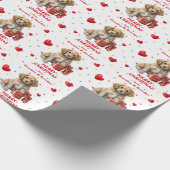 Confetti hart puppy hond kleinkinderen kerst cadeaupapier (Hoek)