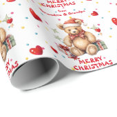 Confetti hart teddybeer kleinkinderen kerst cadeaupapier (Rol Hoek)