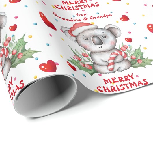 Confetti Heart Koala kleinkinderen Kerstmis Cadeaupapier (Rol Hoek)