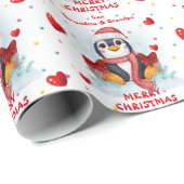 Confetti Heart Penguin kleinkinderen Kerstmis Cadeaupapier (Rol Hoek)