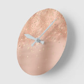 Confetti Heart Spark Glitter Roos Gold Blush Roze Ronde Klok (Hoek)