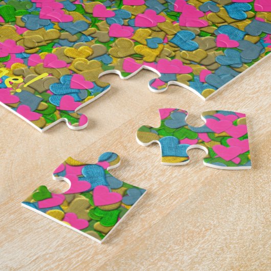 Confetti Hearts Jigzaag Puzzle Legpuzzel (Zijkant)