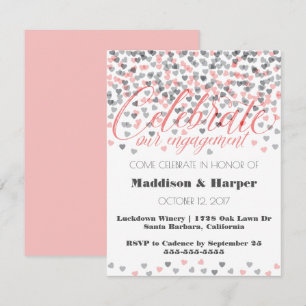 Confetti Hearts Verloving Uitnodiging