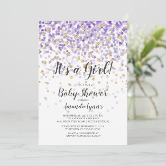 Confetti Het is een Baby shower voor meisjes Kaart (Staand voorkant)