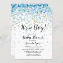 Confetti Het is een Boy Baby shower Uitnodiging