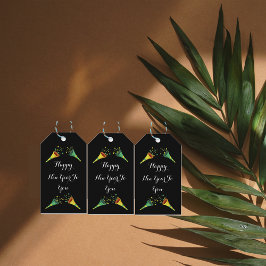 Confetti Hoorn Gelukkig nieuwjaar voor jou zwart Cadeaulabel