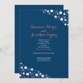 Confetti Huwelijksuitnodiging Navy & White Kaart (Voorkant / Achterkant)