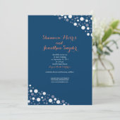 Confetti Huwelijksuitnodiging Navy & White Kaart (Staand voorkant)