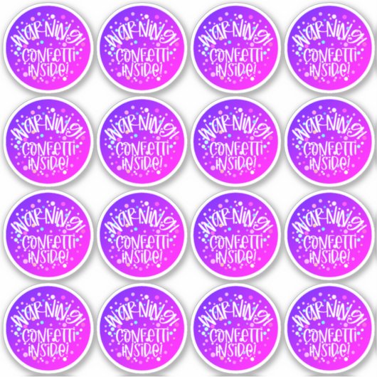 Confetti Inside Cute Warning Party Pack Business Sticker (Voorkant)