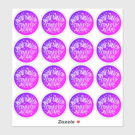 Confetti Inside Cute Warning Party Pack Business Sticker (Vel)