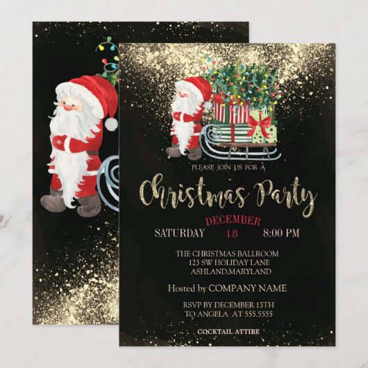 Confetti,Kerstman,Kerst slee Company  Kaart (Voorkant / Achterkant)