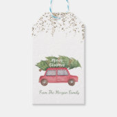 Confetti-, kerstrode kruis- en tekenboom cadeaulabel (Voorkant)