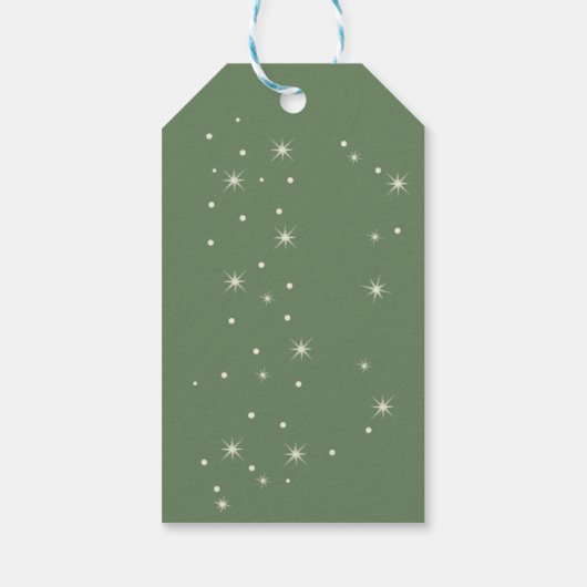 Confetti-, kerstrode kruis- en tekenboom cadeaulabel (Achterkant)