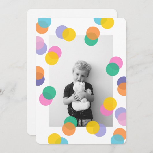 Confetti kinderen Birthday Foto Kaart (Voorkant / Achterkant)