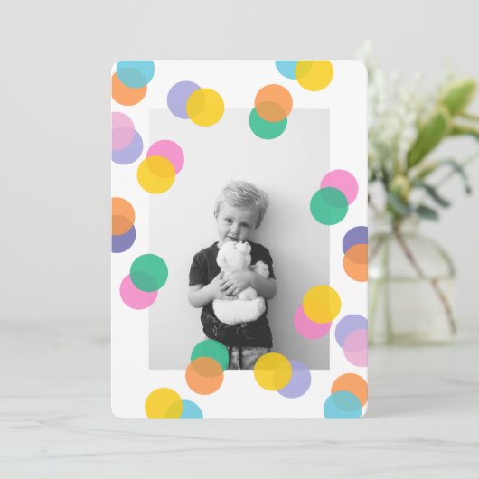 Confetti kinderen Birthday Foto Kaart (Staand voorkant)