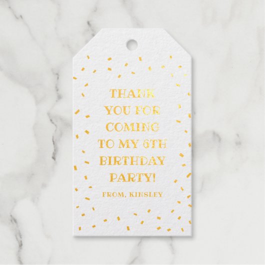 Confetti kinderen verjaardagsfeestje dank u cadeaulabels (Voorkant)