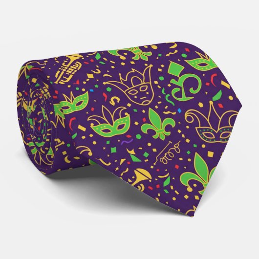 Confetti Kings Mardi Gras Tie Stropdas (Opgerold)
