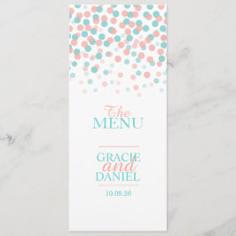 Confetti Koraal oranje blauwgroen Groen Trouwmenu Menu