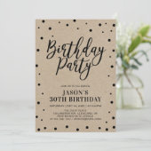Confetti & Kraft | Modern Adult Birthday Party Kaart (Staand voorkant)