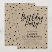 Confetti & Kraft | Modern Adult Birthday Party Kaart (Voorkant / Achterkant)