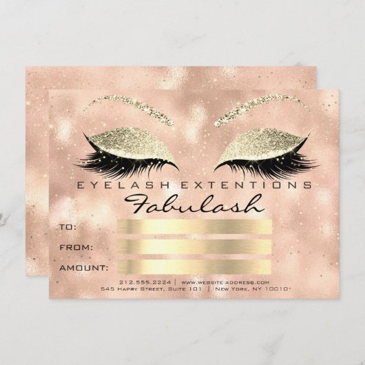 Confetti Lashes Gold Blush Makeup Certificate Cade (Voorkant / Achterkant)