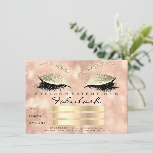 Confetti Lashes Gold Blush Makeup Certificate Cade (Staand voorkant)