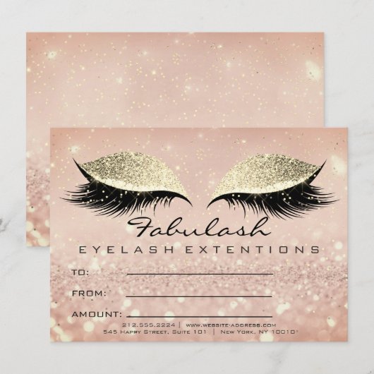 Confetti Lashes Gold Lux Makeup Certificate Gift (Voorkant / Achterkant)