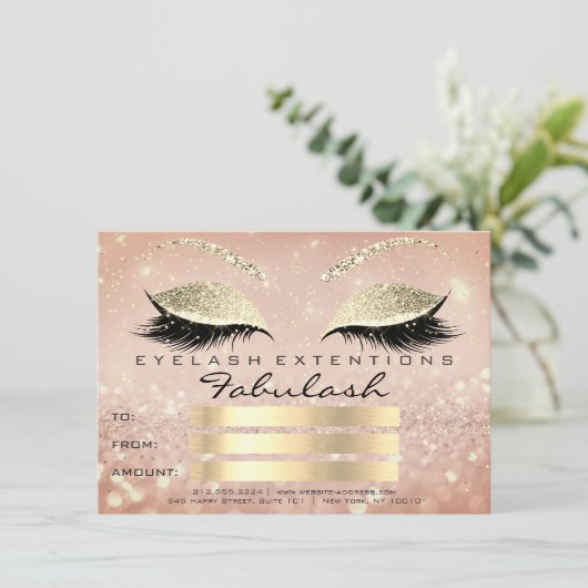 Confetti Lashes Gold Pink Makeup Certificate Cadea (Staand voorkant)