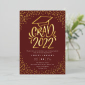 Confetti Letterlijk Afstudeerder 2022 Graduation P Folie Uitnodiging (Staand Voorkant)