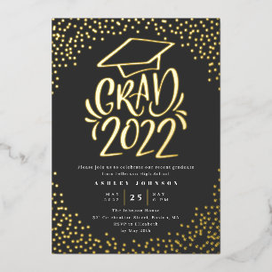 Confetti Lettert Afstudeerder 2022 Graduation Part Folie Uitnodiging