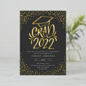 Confetti Lettert Afstudeerder 2022 Graduation Part Folie Uitnodiging (Staand Voorkant)