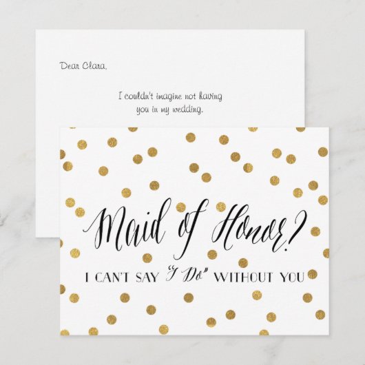 Confetti Maid of Honor | Bridesmaid Kaart (Voorkant / Achterkant)