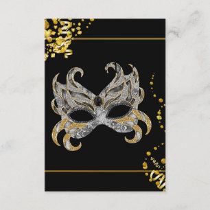 Confetti Mask Black Gold Masquerade Party RSVP
