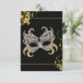 Confetti Mask Black Gold Masquerade Party RSVP (Staand voorkant)
