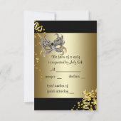 Confetti Mask Black Gold Masquerade Party RSVP (Achterkant)